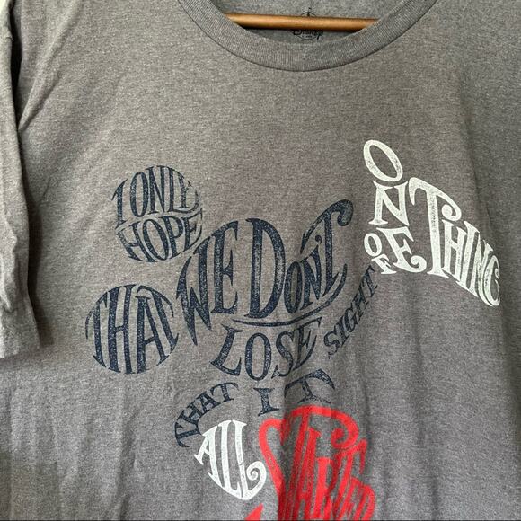 Disney Store Mickey “all started with a mouse” quote shirt grey 2XL unisex - Picture 2 of 6